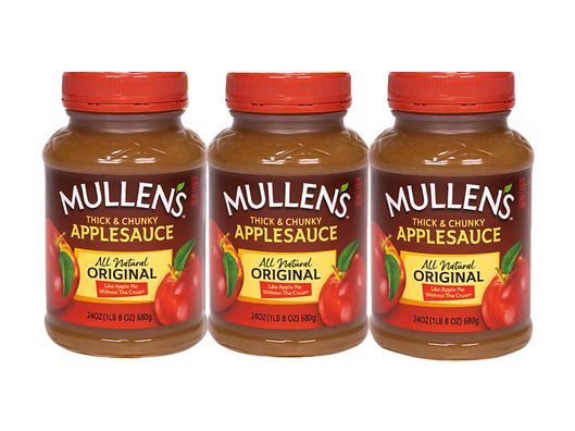 Three Pack Mullen's Applesauce Original Recipe Sweet